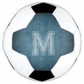 Monogram met grungy krijtbord blauwe achtergrond voetbal (Voorkant)