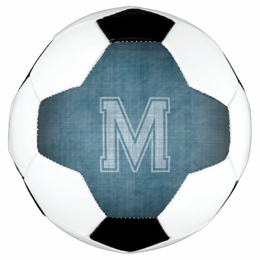Monogram met grungy krijtbord blauwe achtergrond voetbal (Voorkant)