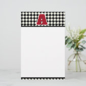 Monogram met hondentanddessin briefpapier (Staand voorkant)