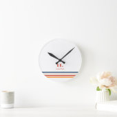 Monogram met horizontale strepen ronde klok (Huis)
