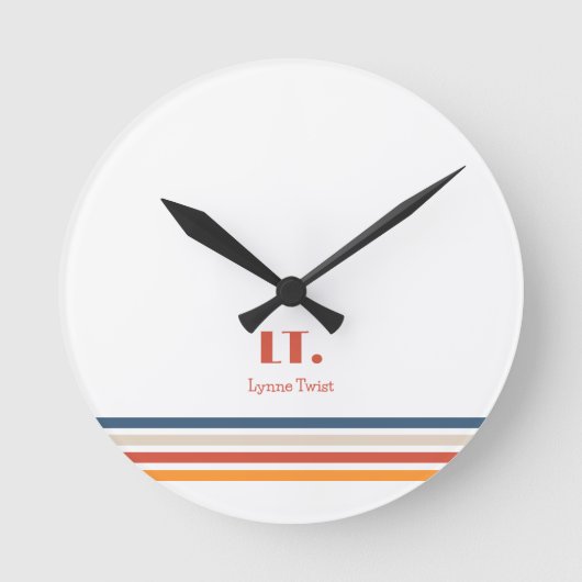 Monogram met horizontale strepen ronde klok (Voorkant)