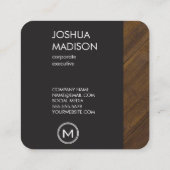 Monogram met houten afwerking vierkante visitekaartje (Achterkant)