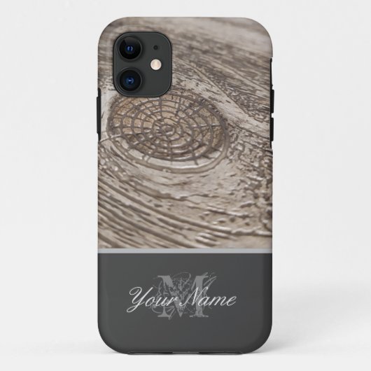  monogram met houten grunge! Case-Mate iPhone case (Achterkant)