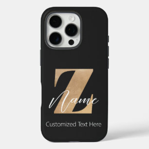 Monogram met initiaal Z & gepersonaliseerde naam iPhone 16 Pro Hoesje