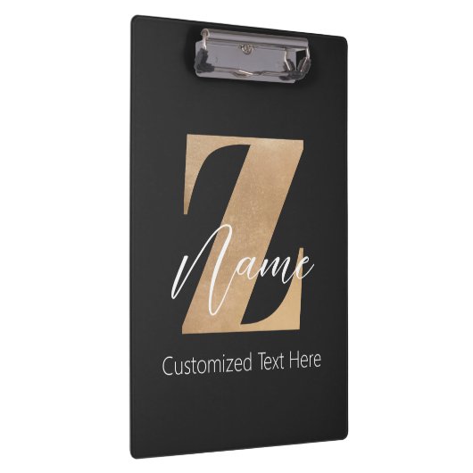 Monogram met initiaal Z & gepersonaliseerde naam Klembord (Rechts)