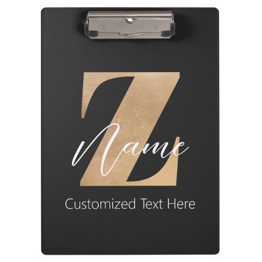 Monogram met initiaal Z & gepersonaliseerde naam Klembord (Voorkant)