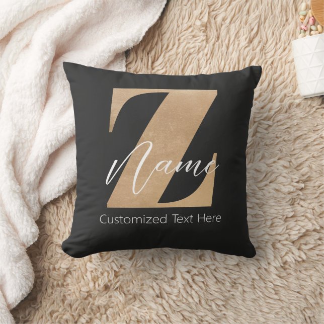 Monogram met initiaal Z & gepersonaliseerde naam Kussen (Deken)
