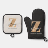 Monogram met initiaal Z & gepersonaliseerde naam Ovenwant & Pannenlap Set (Voorkant)