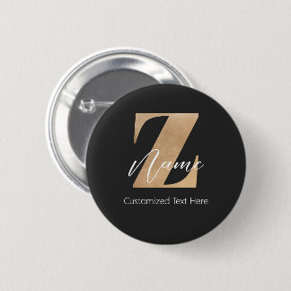 Monogram met initiaal Z & gepersonaliseerde naam Ronde Button 5,7 Cm