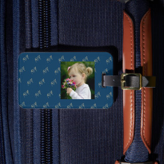 Monogram met jouw naam en foto bagagelabel