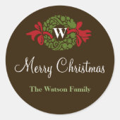 Monogram met kerstcadeaubon label (Voorkant)