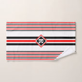 Monogram met klassieke rood-wit-zwarte strepen handdoek (Handdoek)