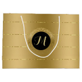 Monogram met kleine faux-gouden strepen groot cadeauzakje (Achterkant)