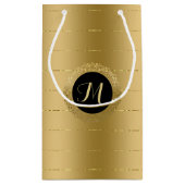 Monogram met kleine faux-gouden strepen klein cadeauzakje (Achterkant)