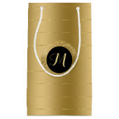 Monogram met kleine faux-gouden strepen klein cadeauzakje (Voorkant)