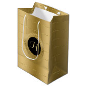 Monogram met kleine faux-gouden strepen medium cadeauzakje (Voorkant Gekanteld)