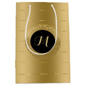 Monogram met kleine faux-gouden strepen medium cadeauzakje (Voorkant)