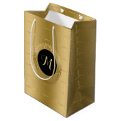 Monogram met kleine faux-gouden strepen medium cadeauzakje (Achterkant Gekanteld)