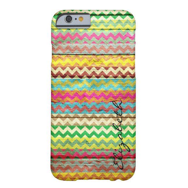 Monogram met kleurrijke Chevron Stripes uit hout # Case-Mate iPhone Case (Achterkant)