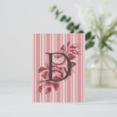 Monogram met Koolrozen en Strepen Bedankkaart (Staand voorkant)