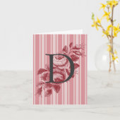 Monogram met Koolrozen en Strepen Notitie Kaart (Gele Bloem)
