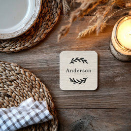 Monogram met landelijke witte gewaste houten lauri bier onderzetter