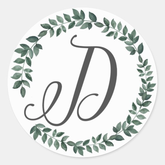 Monogram met letter D Minimalistische botanische b Ronde Sticker (Voorkant)