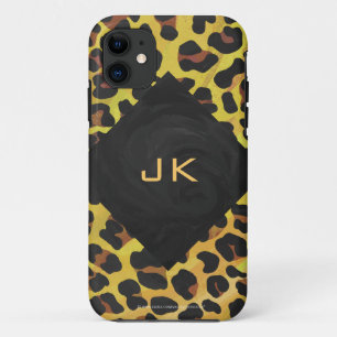 Monogram met luipaard bruin en geel Case-Mate iPhone case