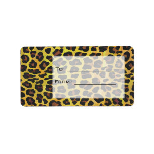 Monogram met luipaard bruin en geel etiket