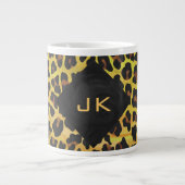 Monogram met luipaard bruin en geel grote koffiekop (Voorkant)
