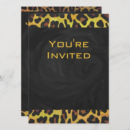 Monogram met luipaard bruin en geel kaart (Voorkant / Achterkant)