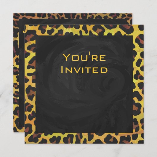 Monogram met luipaard bruin en geel kaart (Voorkant / Achterkant)