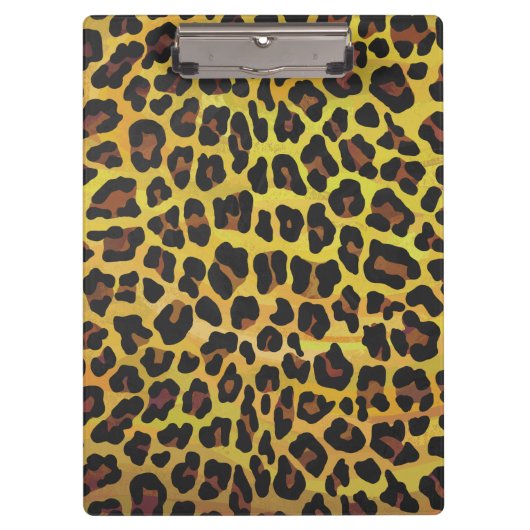 Monogram met luipaard bruin en geel klembord (Voorkant)