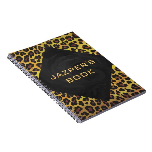Monogram met luipaard bruin en geel notitieboek (Rechterzijde)