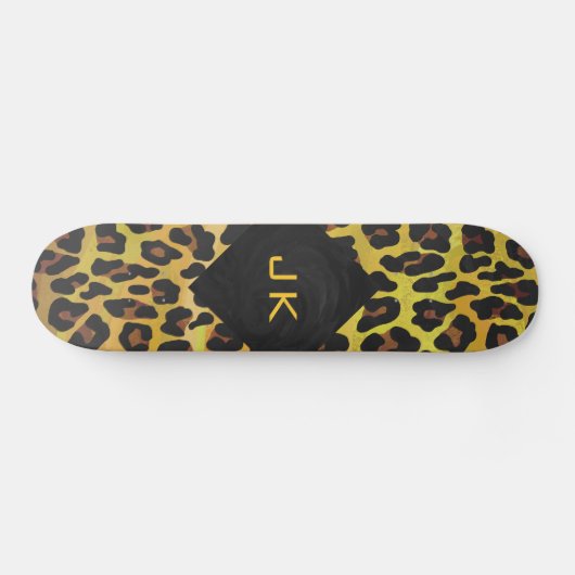 Monogram met luipaard bruin en geel skateboard (Horizontaal)