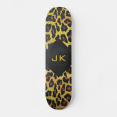 Monogram met luipaard bruin en geel skateboard (Voorkant)