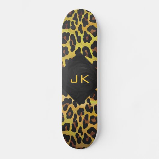Monogram met luipaard bruin en geel skateboard (Voorkant)
