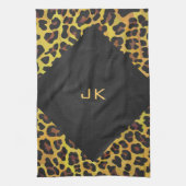 Monogram met luipaard bruin en geel theedoek (Verticaal)