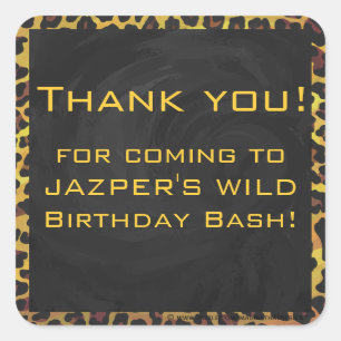 Monogram met luipaard bruin en geel vierkante sticker