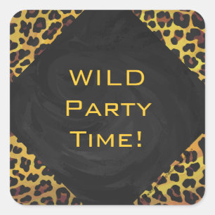 Monogram met luipaard bruin en geel vierkante sticker