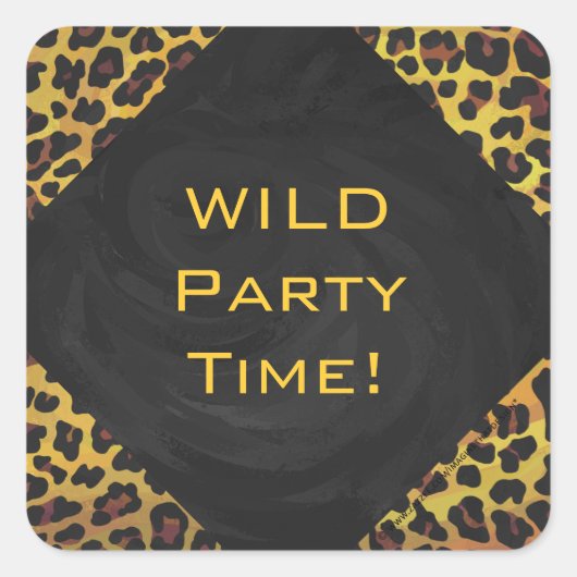 Monogram met luipaard bruin en geel vierkante sticker (Voorkant)