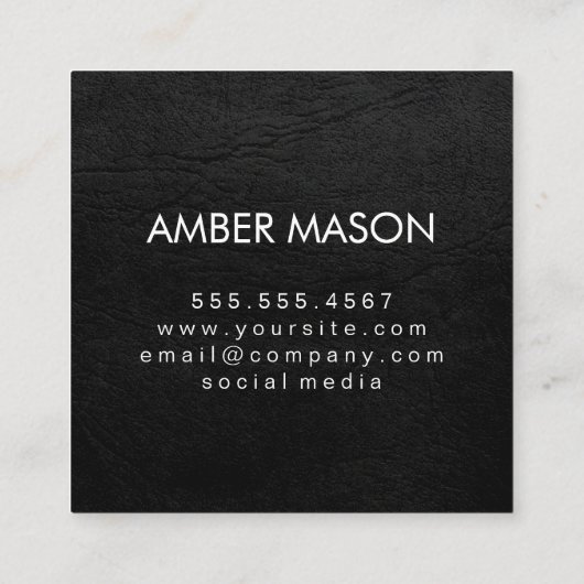 Monogram met Luxe elementen Faux leder Vierkante Visitekaartje (Achterkant)