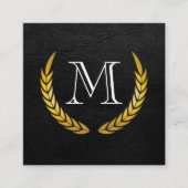 Monogram met Luxe elementen Faux leder Vierkante Visitekaartje (Voorkant)