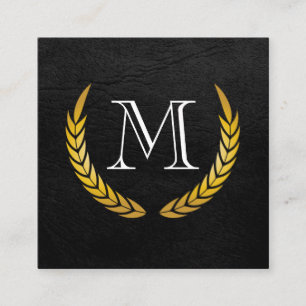 Monogram met Luxe elementen Faux leder Vierkante Visitekaartje