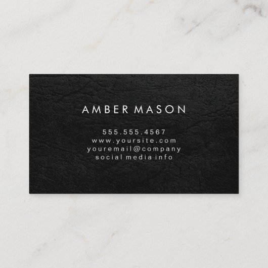 Monogram met Luxe elementen Faux leder Visitekaartje (Achterkant)