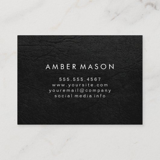 Monogram met Luxe elementen Faux leder Visitekaartje (Achterkant)