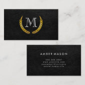 Monogram met luxe elementen namaakleer visitekaartje (Voorkant / Achterkant)