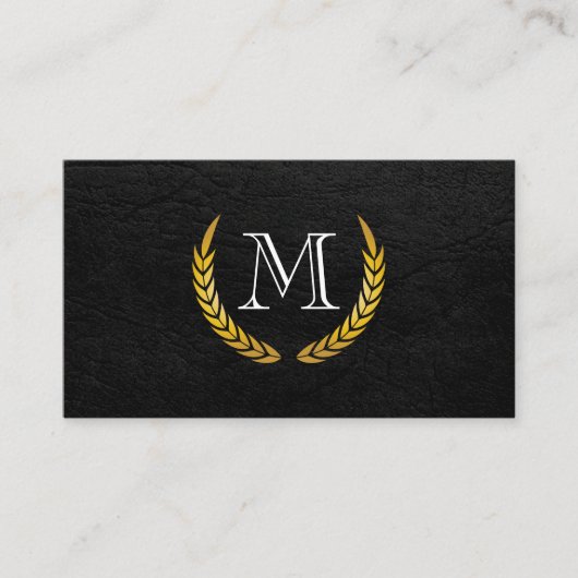Monogram met luxe elementen namaakleer visitekaartje (Voorkant)