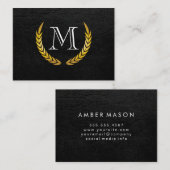 Monogram met luxe elementen namaakleer visitekaartje (Voorkant / Achterkant)