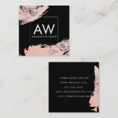 Monogram met Modern Girlie Pink geborsteld Vierkante Visitekaartje (Voorkant / Achterkant)
